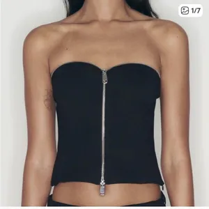 ZARA Black strapless zipper top never worn thumbnail 1