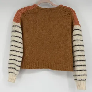 Madewell‎ Alpaca Wool Blend Colorblock Striped V-Neck Sweater Brown Orange XS thumbnail 2