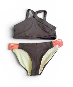 NWOT L*Space Low Down high neck bikini set grey small thumbnail 1