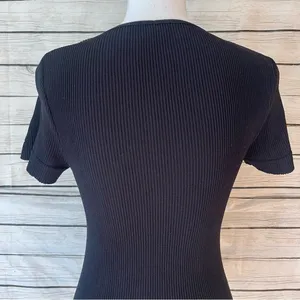 Intimately Free People Black Ribbed Short Sleeve Top Size M/L thumbnail 5