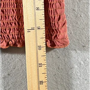 654 | Urban Outfitters Smocked Cropped Ruched Cami‎ Tank Top Pink Rust Womens XS thumbnail 4