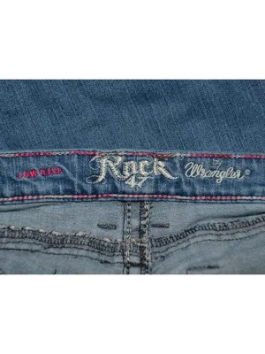 Wrangler Rock 47 Blue Jeans Low Rise Embroidered Western Size 34”x 27” Short thumbnail 8