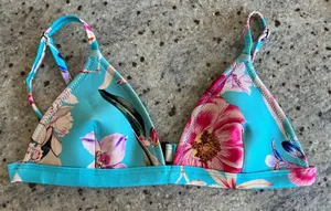 Triangl Blue Floral Triangle Scuba Bikini Swimsuit Top thumbnail 1