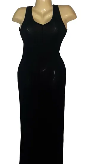 Sleek Black Maxi Tank Dress Size XS thumbnail 1