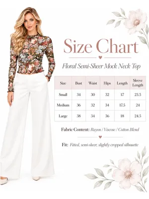 Alice + Olivia Floral Semi-Sheer Mock Neck Long Sleeve Cropped Mesh Top thumbnail 4