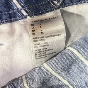 American Eagle Shorts Women 6 Blue White Striped‎ Pleated Paperbag Waist Boho thumbnail 12