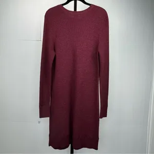 A New Day Sweater Dress Womens M Burgundy Ribbed Knit Midi Long Sleeve Fall thumbnail 4