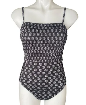 Old Navy black floral one piece swimsuit adjustable straps summer swimwear thumbnail 1