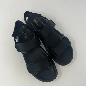 Aerie‎ Black Platform Chunky Strappy Sandals Womens Size 9 Hook Loop Casual thumbnail 6