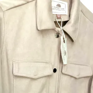 Oversized Cream Velvety Suede Like Button Up Soft Shacket Tan Size M thumbnail 2