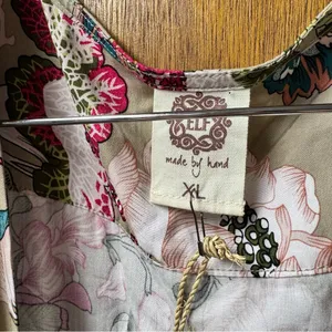 NEW BALIelf Made by Hand Carmen Wrap Short Sleeve Maxi Dress Beige Floral XL thumbnail 7