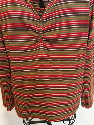 🎇🎇🎇3for 12$🎇🎇🎇Cato Striped Polo Top in Red, Olive & Brown-XL thumbnail 3