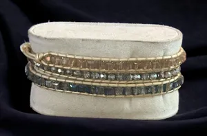 Victoria Emerson crystal leather wrap bracelet thumbnail 1