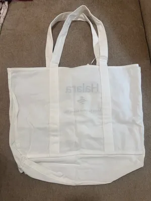 HALARA White Canvas Tote with Green Logo thumbnail 5