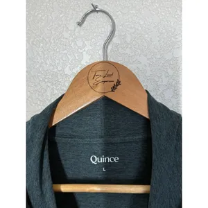 Quince Heathered Green Flowknit Pullover Hoodie Large Performance Thumbhole thumbnail 2