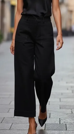 Maeve Anthropologie The Colette Black Wide Leg Cropped Linen Blend Pants Size 26 thumbnail 1