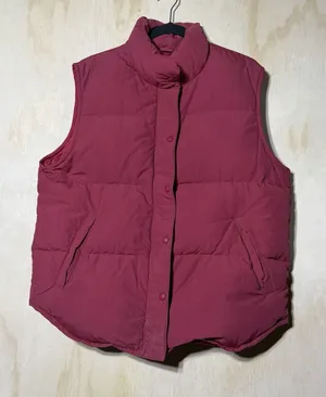 Eddie Bauer‎ Goose Down Puffer Vest Womens Large Red Snap Zip Outdoor Winter thumbnail 1