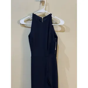 BETSY & ADAM NWT Long Halter Crepe Tiered Ruffle Gown Dress Navy Size 4 thumbnail 5