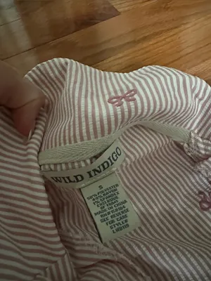 Women's Pink Striped Short Pajama Set with Bow Detail thumbnail 2