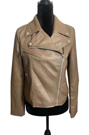 Bagatelle Collection Jacket Size S Brown Faux Vegan Leather Moto Biker Chic thumbnail 1
