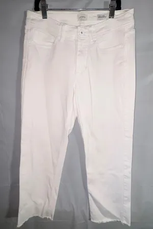 J. Jill Denim Womens White High Rise Straight Leg Crop Raw Hem Jeans 4 Petite thumbnail 1