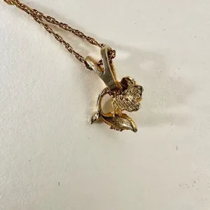 Trifari vintage gold tone flower pendant.necklace thumbnail 8