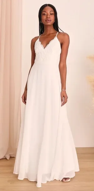 Lulus Madalyn‎ Lace Maxi Dress in White Size Small thumbnail 1