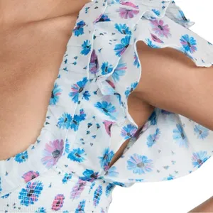 LoveShackFancy Size XS Deep Cotton Candy Blue Liberty Print Smocked Kodie Dress thumbnail 4
