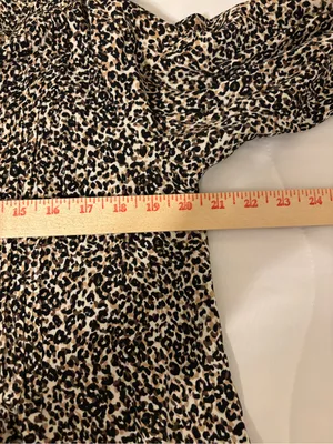 Old Navy Leopard Print Dress Large L Rayon Tassel Tie Long Sleeve Boho thumbnail 4