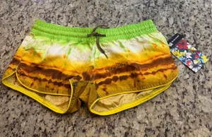 Women's Tie-Dye Board Swim Shorts - Green, Yellow & Brown thumbnail 1