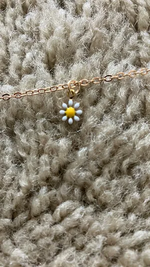 Gold White Yellow Flower Daisy Chain Charm Anklet Bracelet thumbnail 5