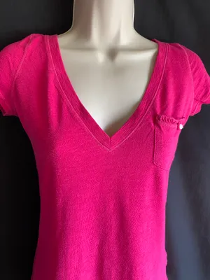Hollister Pink V-neck Pocket Top thumbnail 2