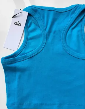 Alo Yoga Ribbed Cropped Racerback Sports Bra (Size S) thumbnail 4