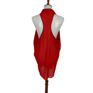 W By Wenjie Red Top Large Sleeveless Button‎ Down Bold Statement Cottagecore thumbnail 4