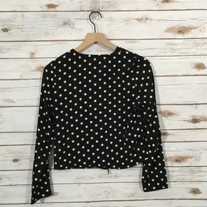 NWT REVOLVE X LIONESS Take the Plunge Polka Dot Top - Black - Medium thumbnail 8