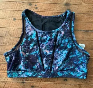 Fabletics teal space dye S athleisure sports bra thumbnail 1