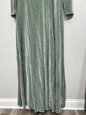 IEENA for Mac Duggal Faux Wrap Gown Maxi Dress Sz 12 Jade Green Metallic stretch thumbnail 15