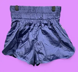 Cute Free People Movement periwinkle crinkle shorts yoga running elastic waist thumbnail 1