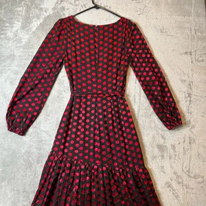 Lovers and Friends Augustus Long Sleeve Gown Red Black Polka Dot‎ Print Sz S thumbnail 6