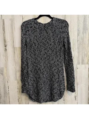 So Womens Small Black Marled Knit Sweater Long Sleeve Crew Neck Tunic Pullover thumbnail 2