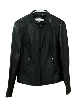 Wilsons Leather 100% Buttery Leather Black Moto Style Jacket Size: S thumbnail 1