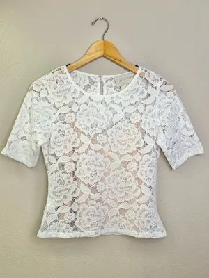 NEW BHLDN Anthropologie Jive Top Lace Bridal Wedding Blouse Top White Floral thumbnail 10