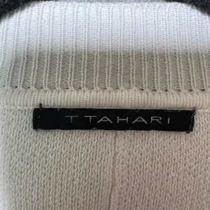 T Tahari Womens XL White Open Front‎ Cardigan Lantern Sleeve Cropped Sweater thumbnail 2