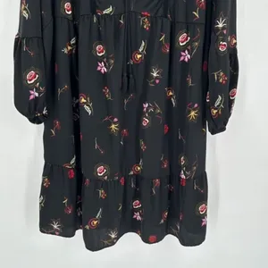 Old Navy Womens Floral Long Sleeve Velvet Trim Peasant Swing Dress Black Size XL thumbnail 8