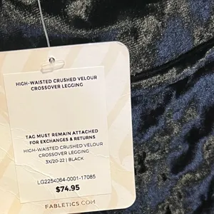 Fabletics Crushed Velour Crossover Leggings 3X (20-22) thumbnail 5