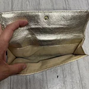 Coach turn lock Signature Brown Tan Gold Wallet With Insert thumbnail 3