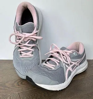 ASICS Gray and Pink Athletic Shoes with Cushioning thumbnail 1