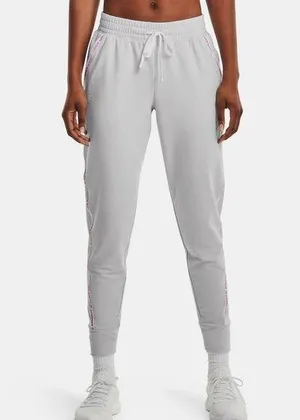 Under Armour Women's Rival Terry Taped Pants GREY/PINK Size XL Gray Jogger thumbnail 1