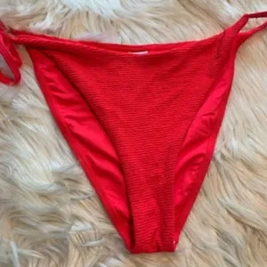 Topshop Women's Size 10 Red Crinkle High Rise Tie Bikini Bottoms‎ Stretch thumbnail 5
