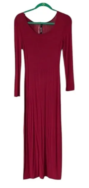 White Mark Burgundy Scoop Neck Long Sleeve Lightweight Maxi Dress Size Small EUC thumbnail 1